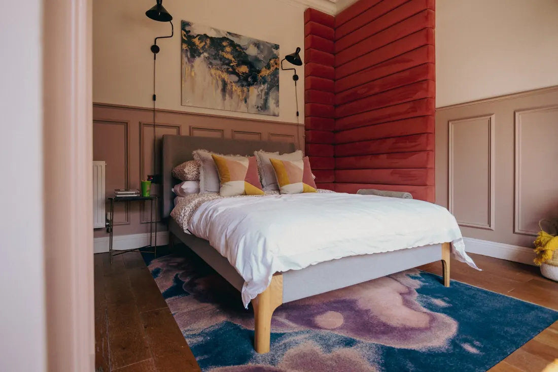 A Mutt Mansion bedroom with desk