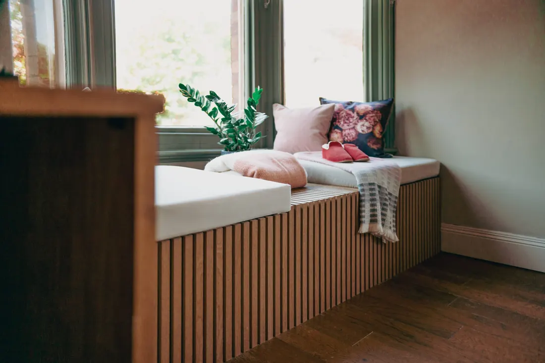 The window seat in bedroom 2